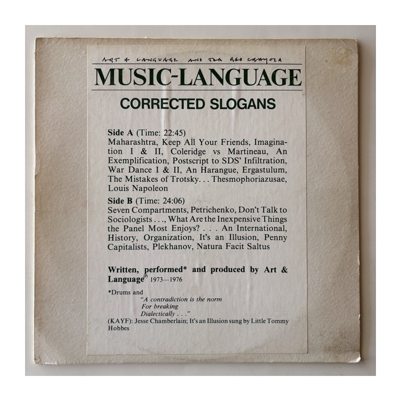 Art & Language - Music Language: Corrected Slogans A+L 1-A
